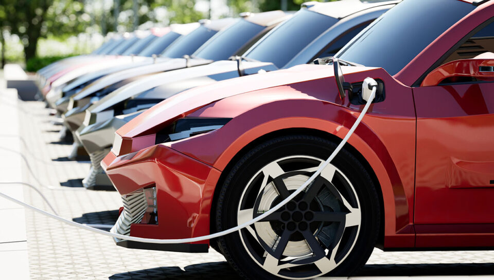 Electric vehicle car getting charged
