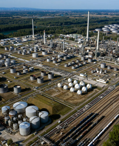 Aerial view of chemical factory