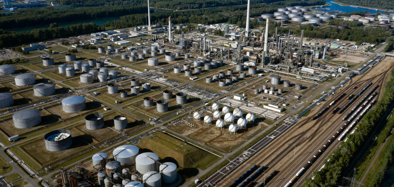 Aerial view of chemical factory