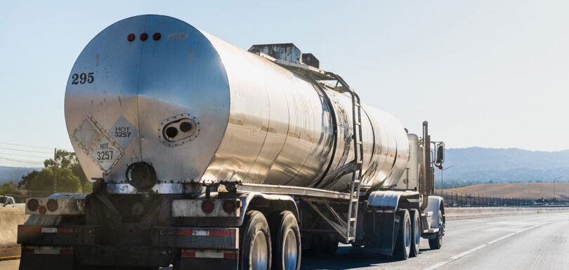 Tanker truck on road