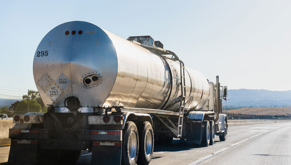 Tanker truck on road